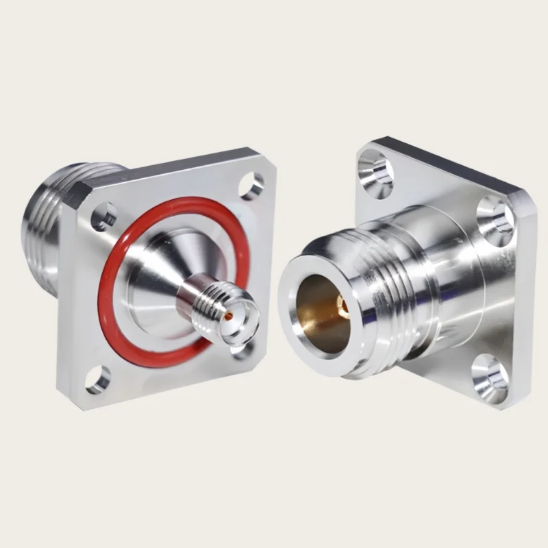 1pcs/lot  N Type Female Jack To SMA Female 4 Holes Flange Connector with O-ring Washer Flange Water Proof Panel Mount Brass
