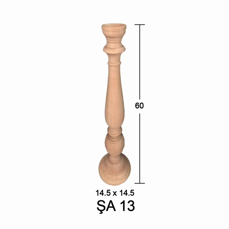 ŞA13 63cm Candlestick, Raw Wood Painting Mdf Candlestick