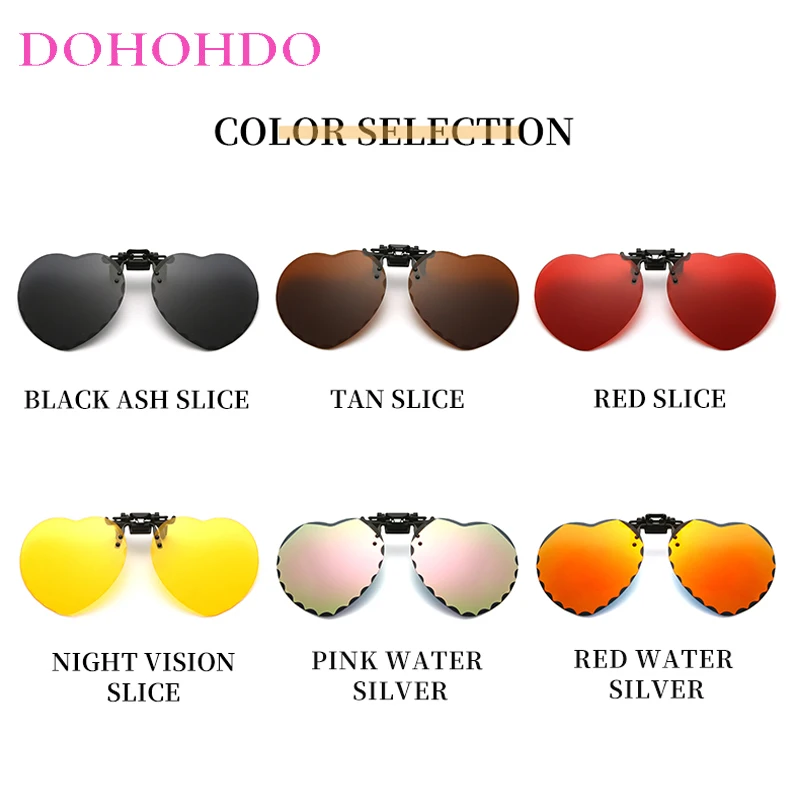 Heart Clip On Glasses Polarized Sunglasses Big Frame Glasses Night Vision Driving Goggles Anti Glare Sport Goggles UV400 Очки