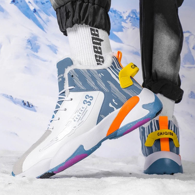 

Men's Winter Warm Cotton Shoes Thickened Insulated High Top Shoes Thick Soles Height Increase Casual Sports Basketball Shoes