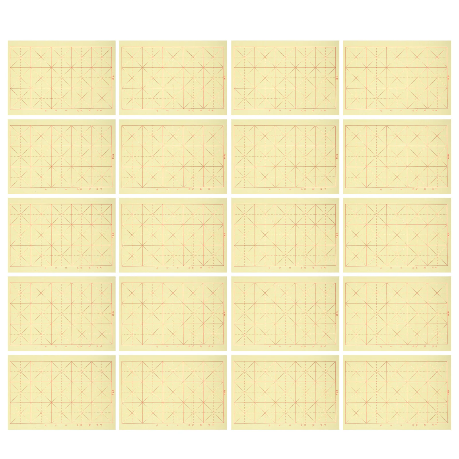 

200Pcs Chinese Calligraphy Practice Paper Grid Layout Beginner Xuan Paper Sheets Ink Absorption Smooth Surface
