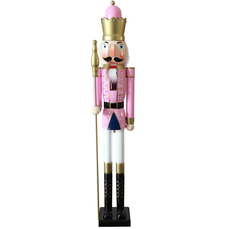 European-style solid wood 1.5-meter nutcracker, painted large 150cm puppet, Christmas decoration for bars and KTVS