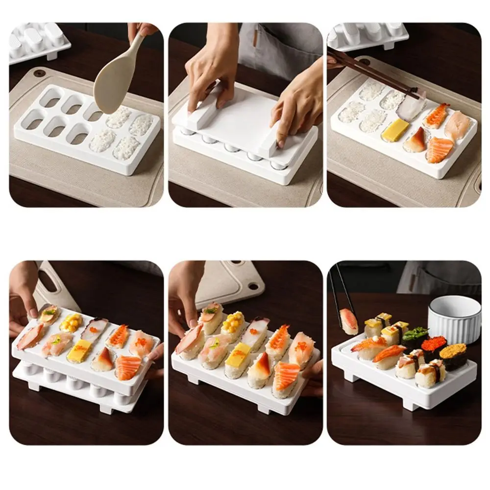 Nuovo kit di attrezzature per sushi a 10 cavità Strumenti per la produzione di sushi in plastica antiaderente Stampo per rotoli di torta multifunzionale fai-da-te