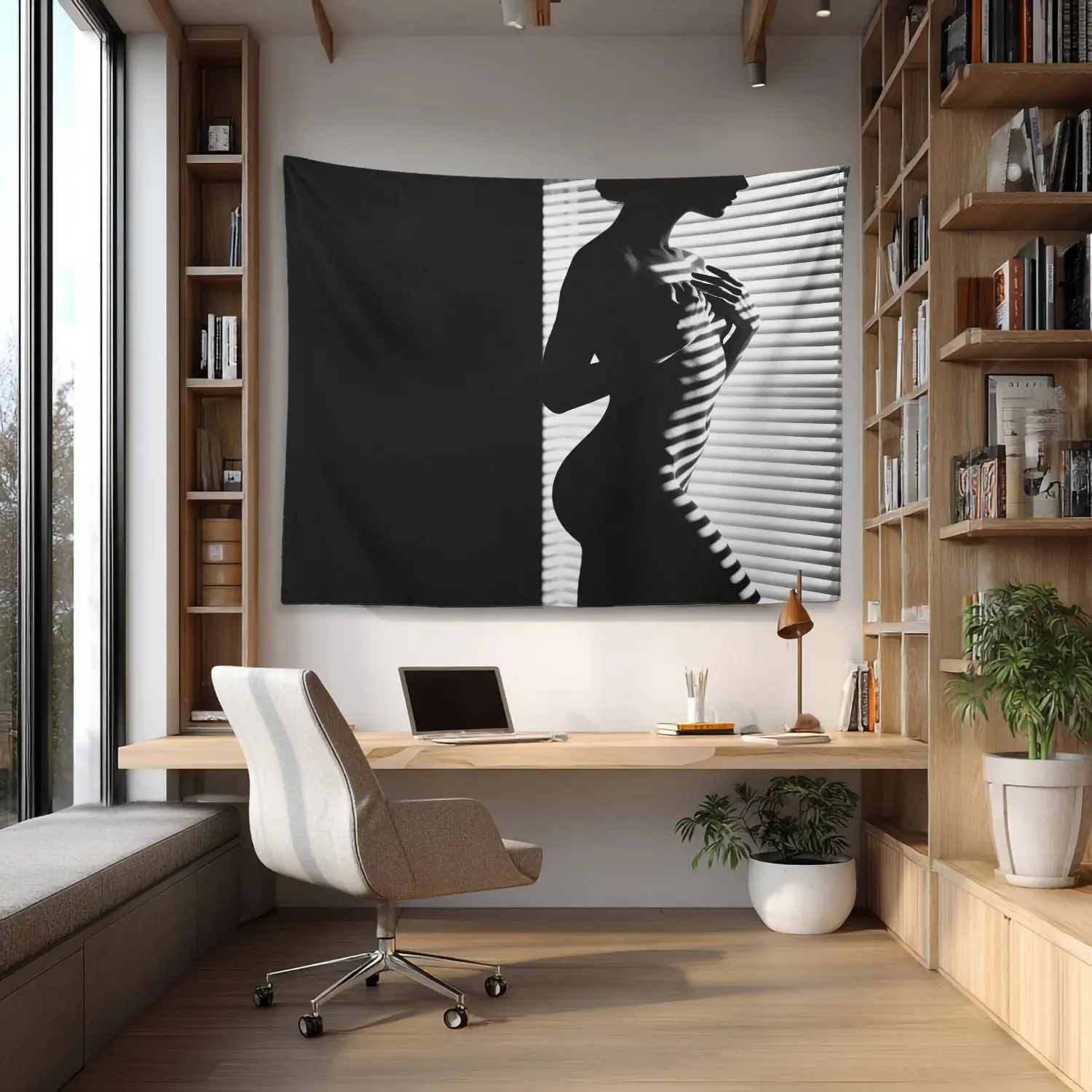 Abstract Woman Silhouette Tapestry Wall Decor Boho Chic Bedroom Living Room Art Print Fairy Lights Aesthetic Home Gift