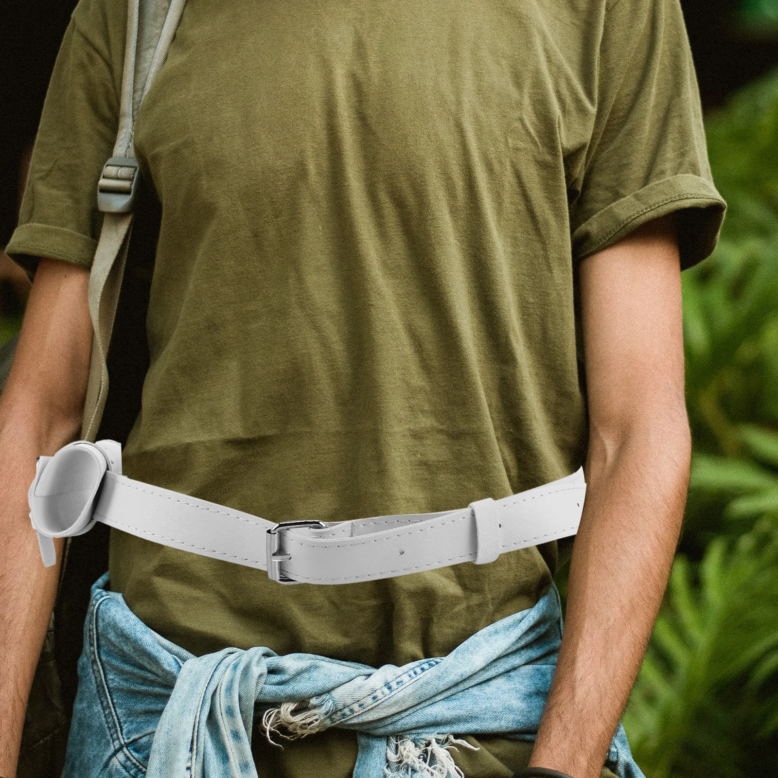 

White PU Sword Hanger Belt Adjustable for Single Sword Carry Comfortable Waist Mount for Cosplay Medieval Reenactment Outdoor