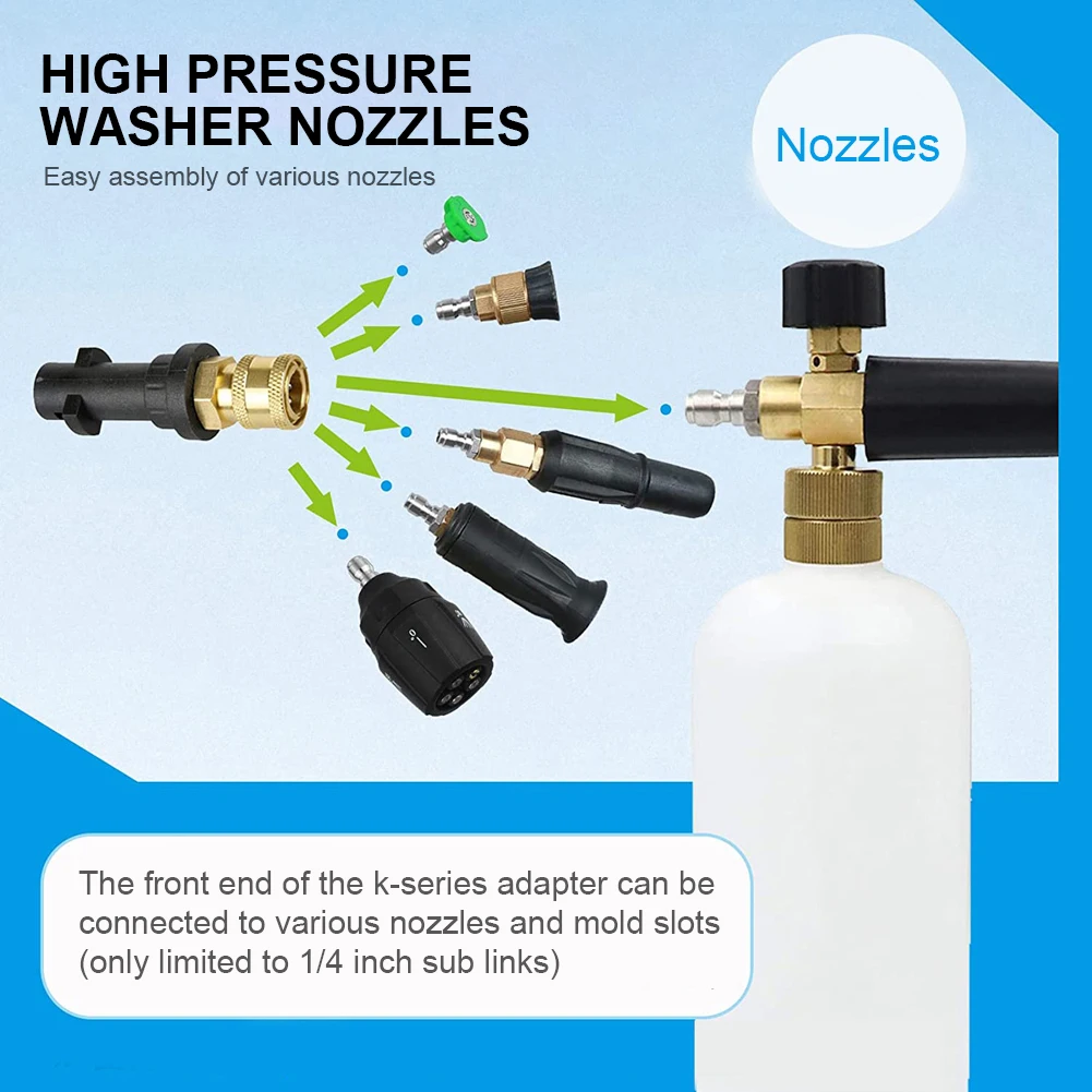 5 in 1 Nozzle Tip Adjustable High Pressure Washer Sprayer 1/4 Inch Quick Connect Adapter For Karcher K2-K7 Series Washer Gun