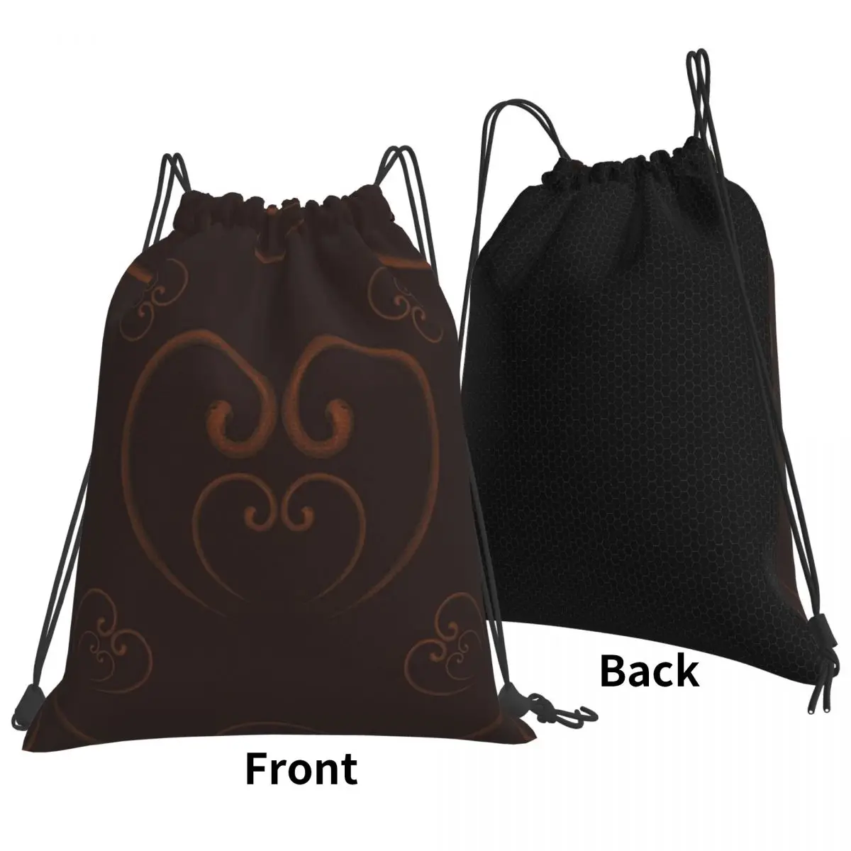 Dark Brown Snakes Grouped In Shapes Hearts Backpacks Multi-function Drawstring Bundle Pocket Sports Bag Book Bags School