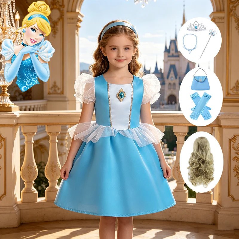 Disfraz de Princesa Elsa de Frozen para Niñas con Conjunto Completo de Accesorios para Halloween, Carnaval, Cosplay y Fiestas