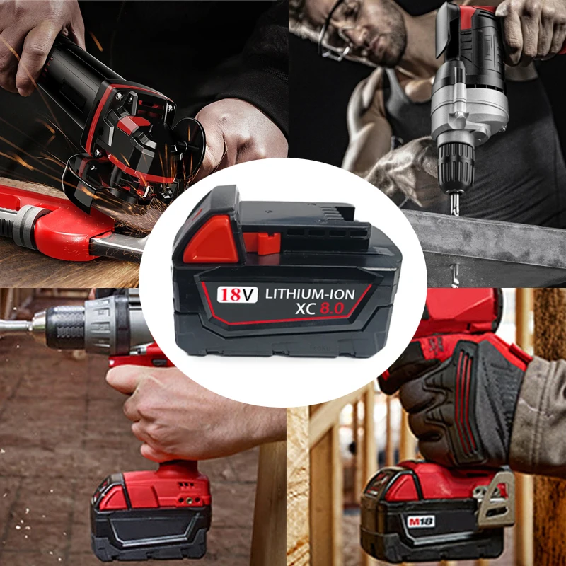 Imagem -03 - Bateria de Lítio Recarregável para Milwaukee M18 xc Power Tool Baterias Originais com Carregador 18v 12ah M18b2 M18b4 M18b5