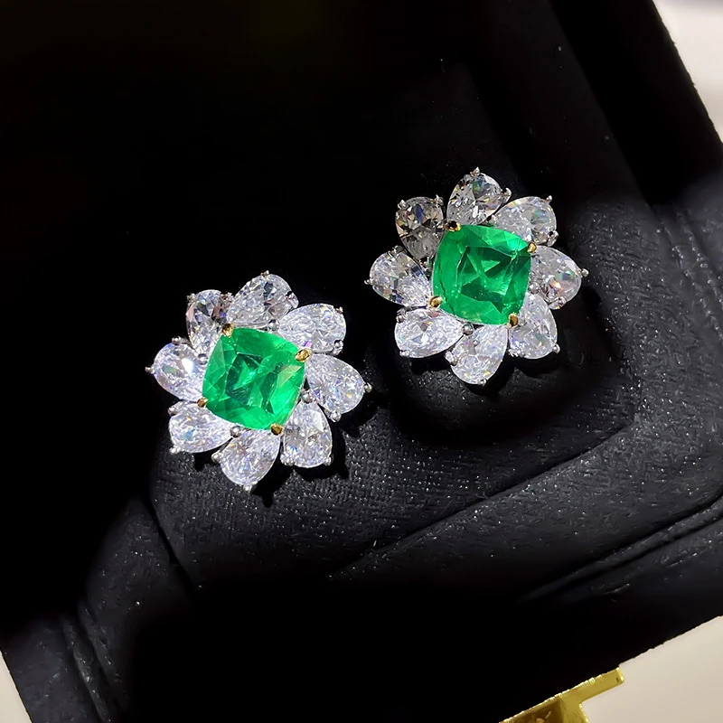 Giant Flash! 3 Carat Green Ear Ding Colombian Wood Color 925 Sterling Silver Imported High Carbon Diamond Wedding Jewelry