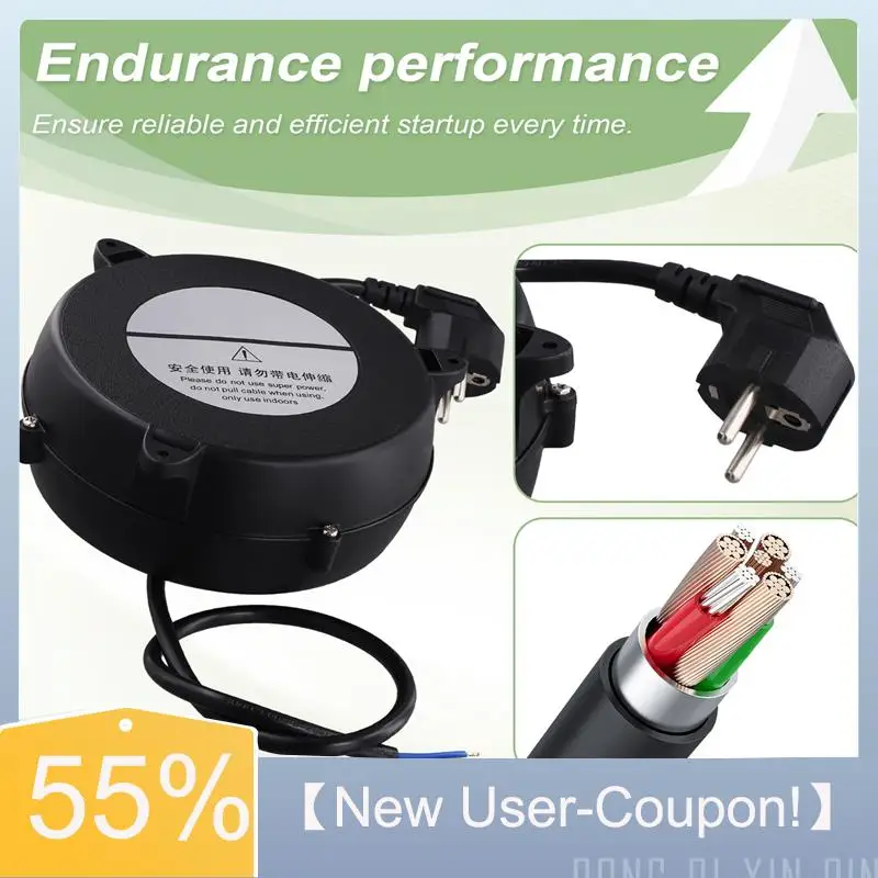 A81M New- Small Automatic Retractable Wire Winding Device Retractable Storage Reel Automatic Winding Reel EU Plug