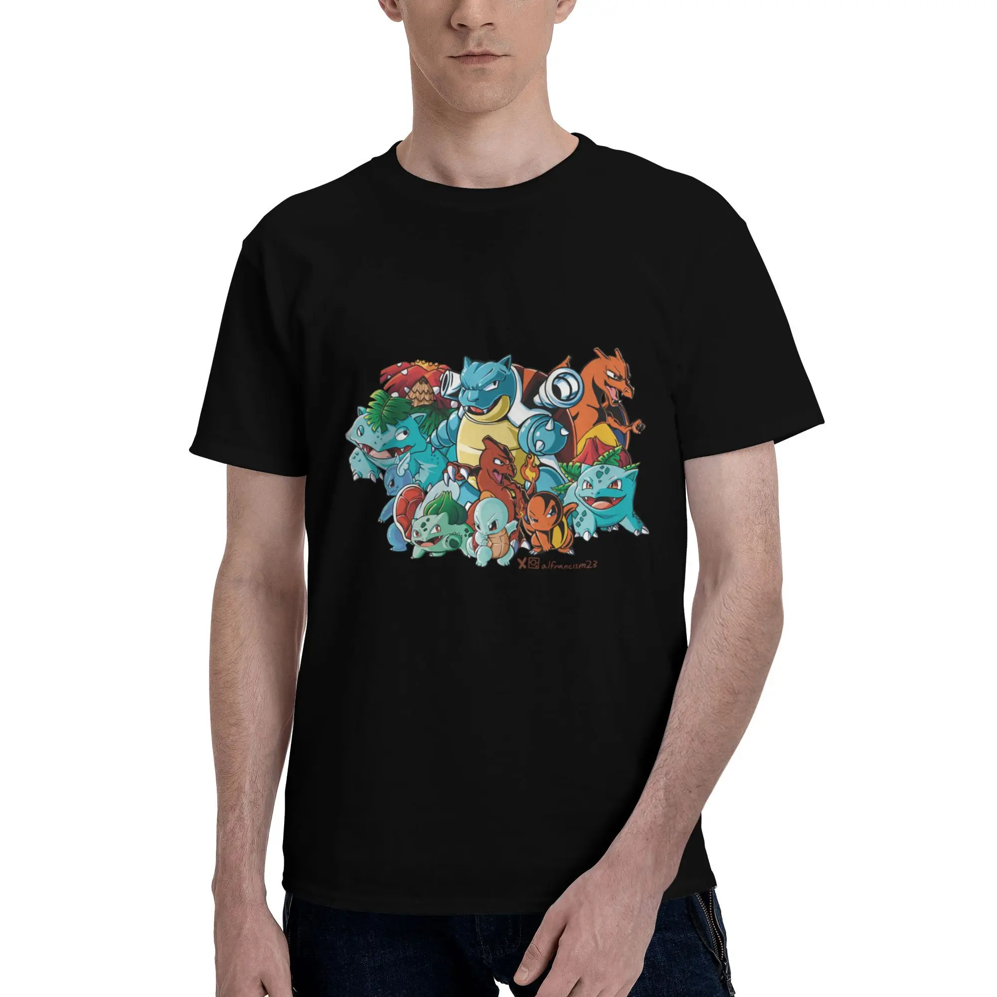 

Custom Men's Squirtles Anime T Shirts Short Sleeve Cotton Tshirt Fashion T-shirt Leisure Tee Loose Fit Apparel