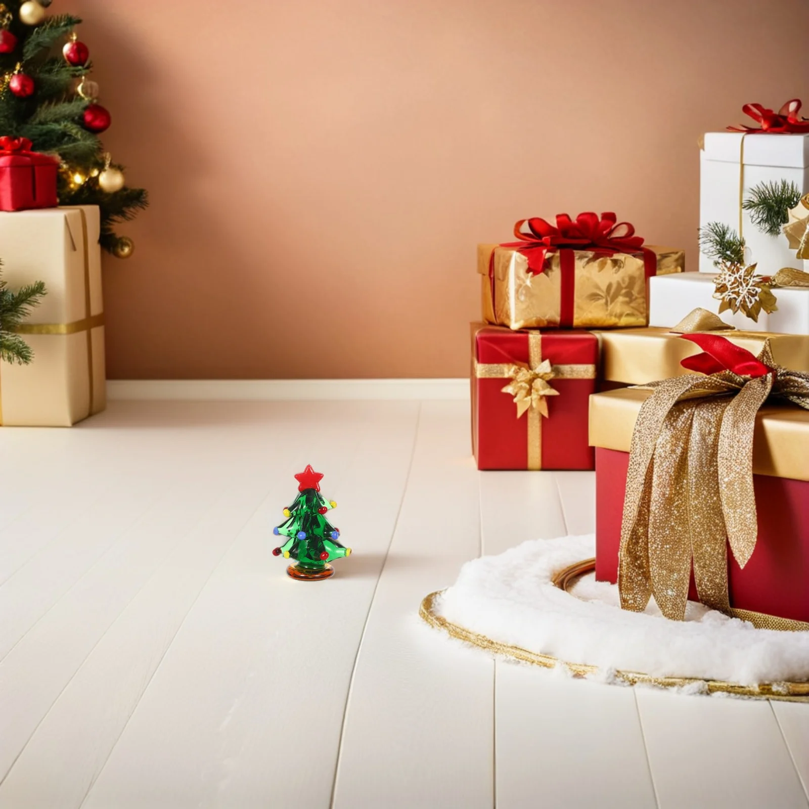 

Glass Christmas Tree Miniature - Stylish Table Decor for Fireplace Mantel Holiday Season Home Office Festive Display