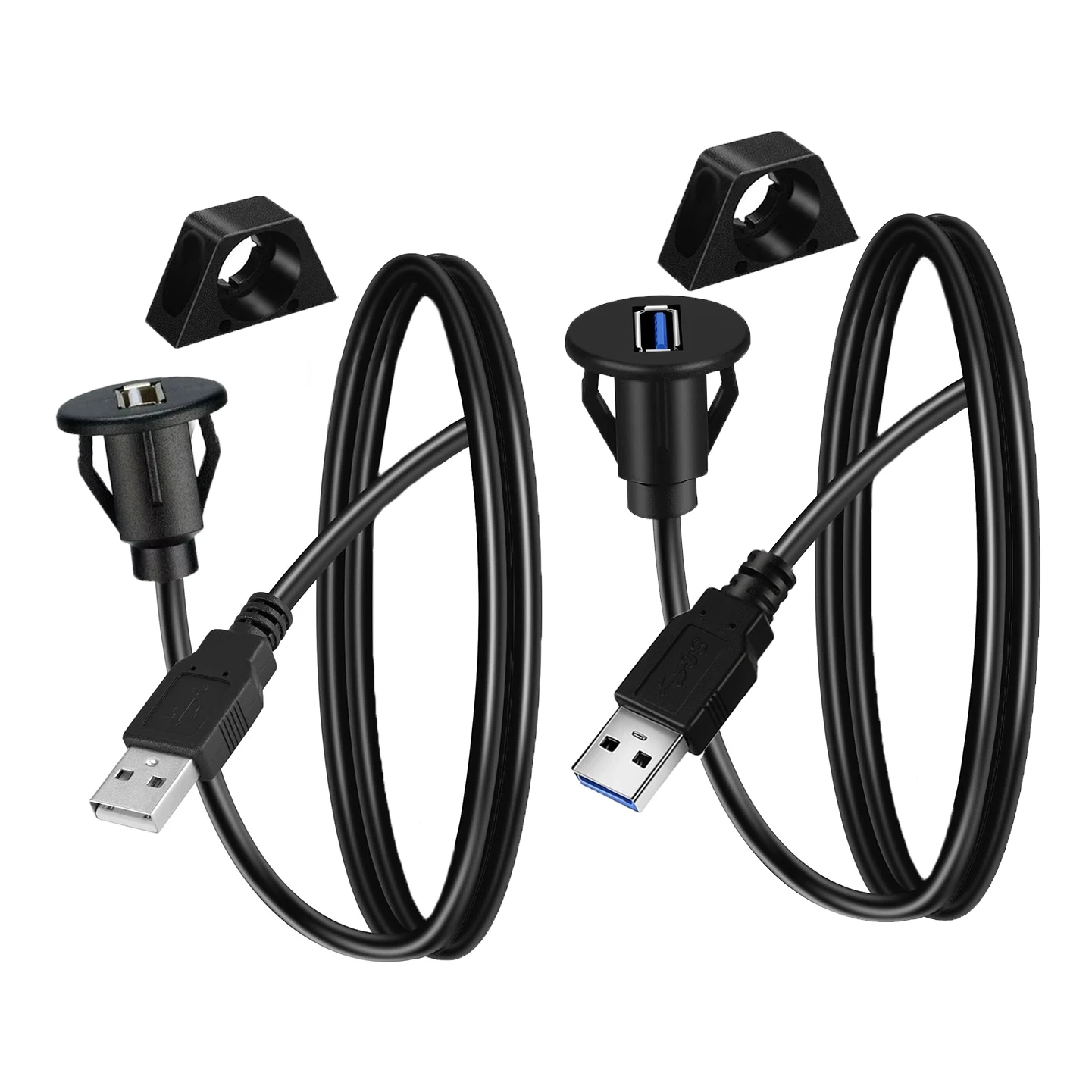 

USB 3.0 2.0 Panel Mount Cable with Locking Buckle Waterproof Flush Mount Extension for Car Marine Boat Motorcycle Dashboard 1M