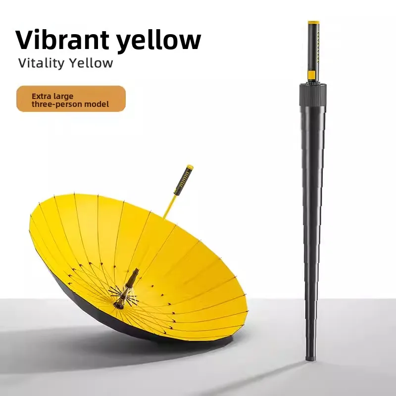 

24-Rib Automatic Golf Umbrella with Waterproof Cover - Large Windproof Long Handle Car Rain Umbrella for Outdoor Travel & Men