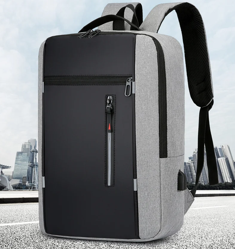 Tas bisnis untuk pria ransel Laptop ransel kapasitas besar USB Port tas Oxford tahan aus tahan air tas perjalanan