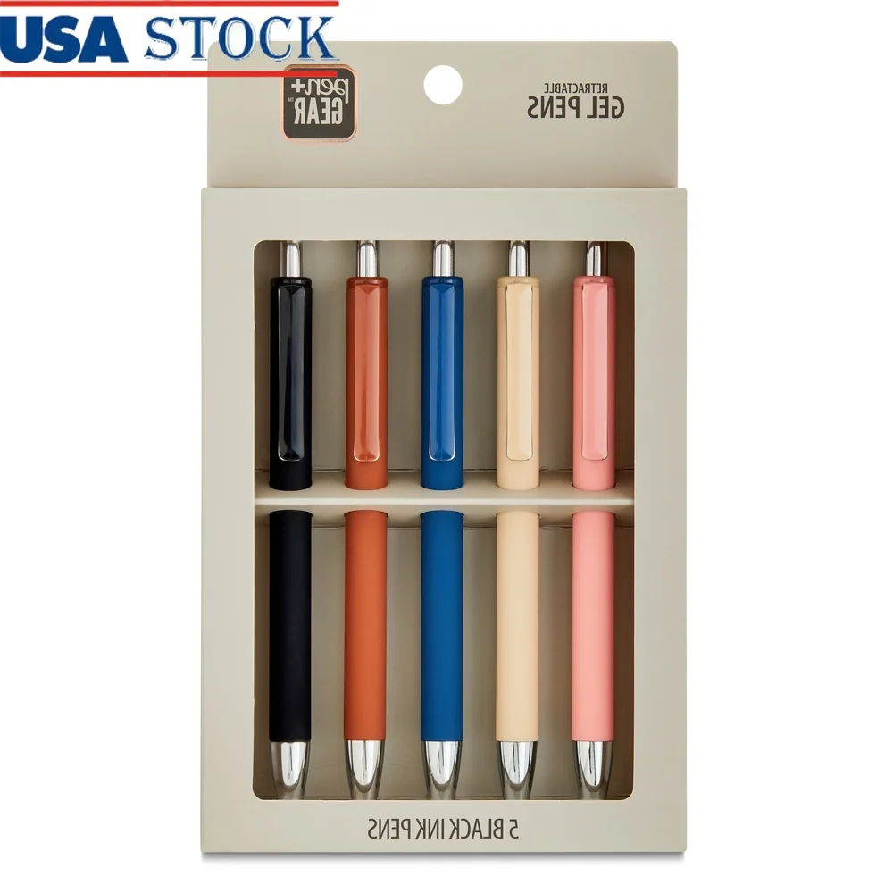 

Retractable Gel Pens Black Ink 0.7mm Set of 5 Soft Touch Comfortable Grip Smooth Writing Quick Drying Non Smudge Elegant Design