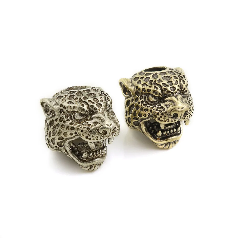 HAEDC Brass Leopard Pendant Paracord DIY Pendant Keychain Outdoor Small Tool Pendant