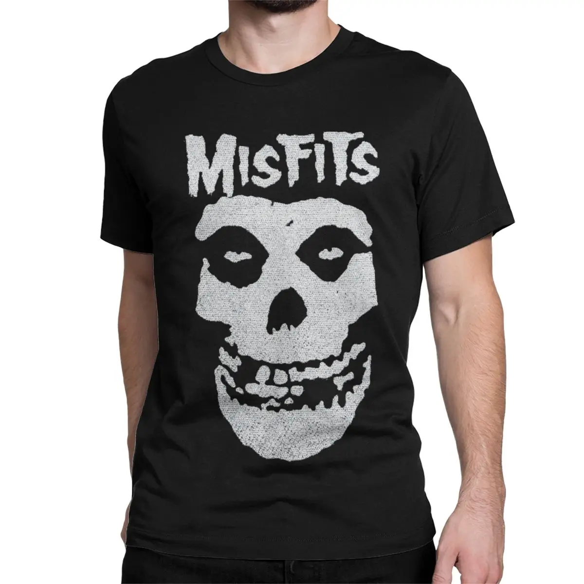 Leisure Misfits White Skull T-Shirt Men Women's Round Collar Cotton T Shirts Music Short Sleeve Tee Shirt Classic Tops