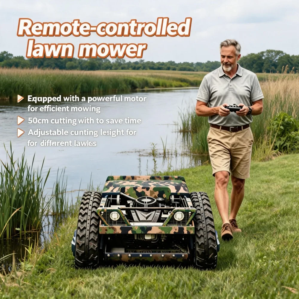 

All-Terrain Customization Mower 1000mm Cutting Width Tracked Lawn Mower Remote Control High Efficiency CE Certified Garden