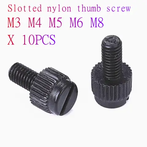 10pcs M3 M4 M5 M6 M8 Black Nylon Thumb Screw PA66 Nylon Plastic Knurled head Hand Twist Screw Computer Hand Tighten Screws