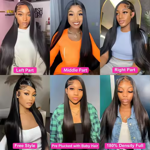 30 40 Inch Bone Straight 13x6 HD Lace Frontal Wigs Pre Plucked Brazilian Transparent Lace Front Human Hair For Women 200 Density - Image 5