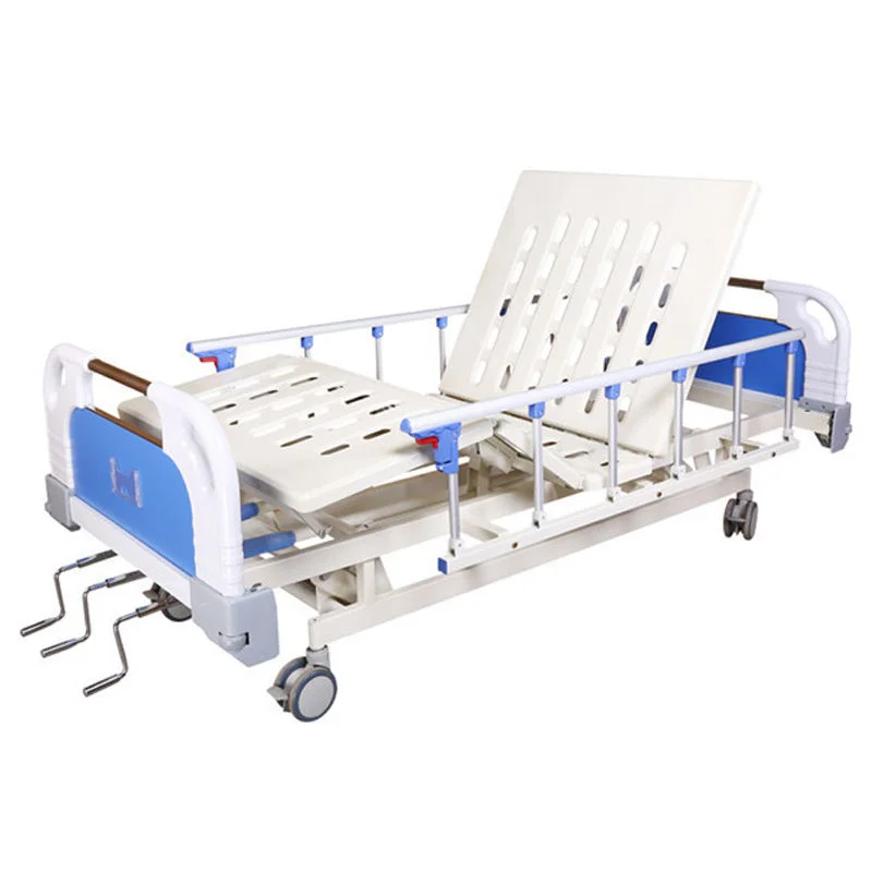 Hot Sale 3-crank Manual Medical Hospital Bed for Clinic Medical Furniture Manual Patient Nursing Hospital Bed