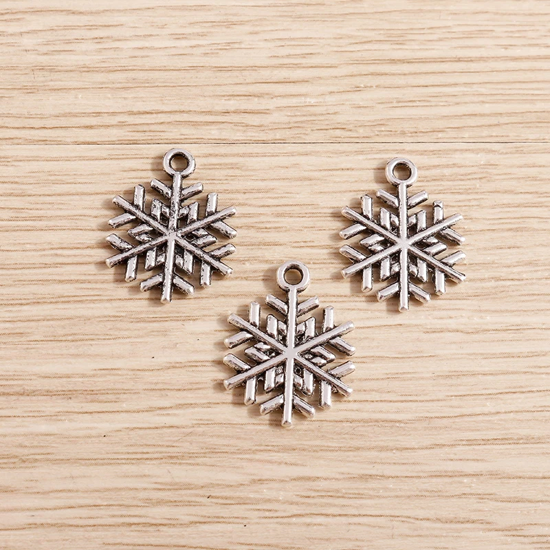 20pcs Cute Alloy Christmas Snowflake Charms Pendants for Jewelry Making Drop Earrings Necklaces Bracelets DIY Crafts Accessories