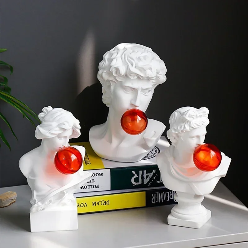 

Bubble David head plaster sculpture Ornaments Room art decor Apollo resin statue handicraft home decor studio Decoration Props