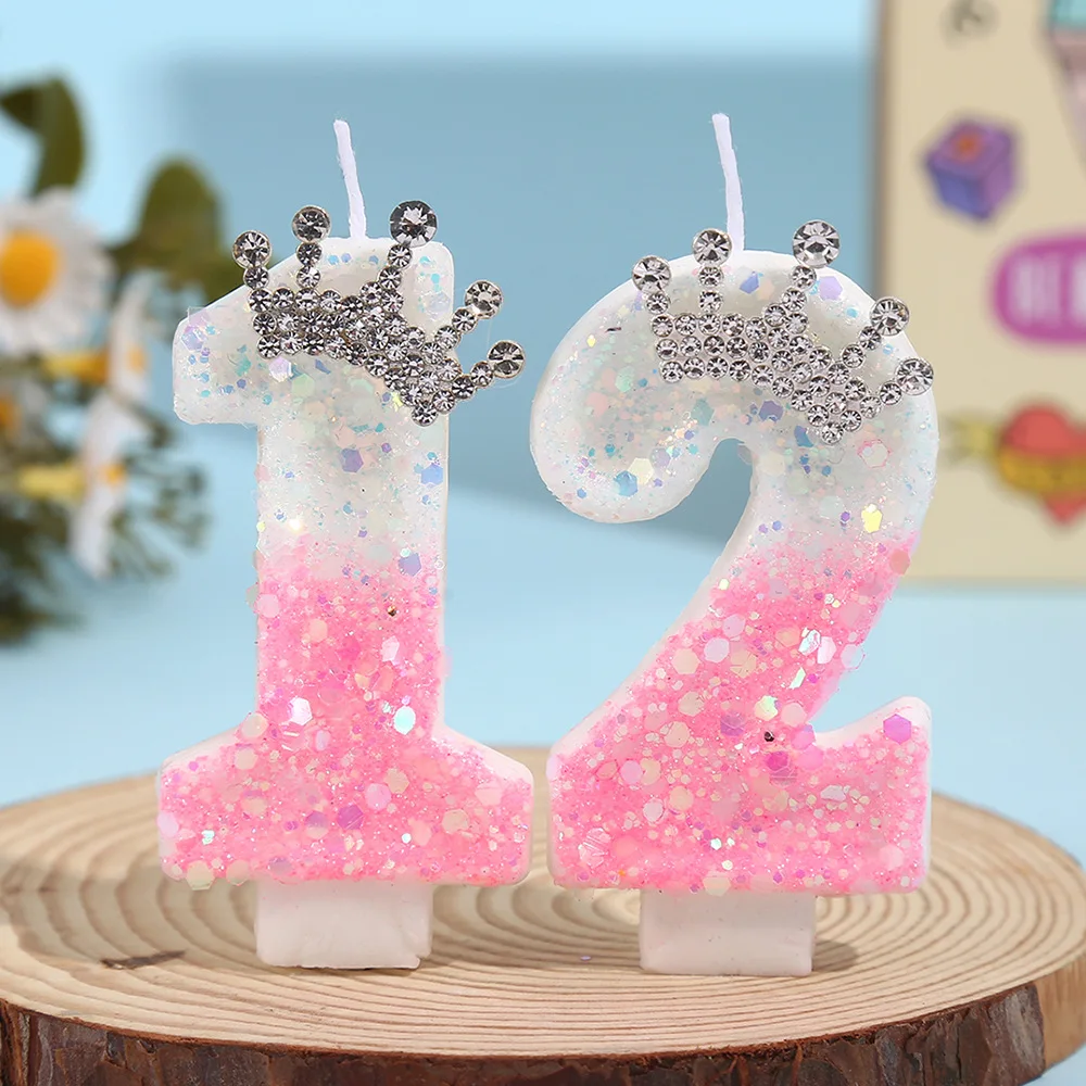 Krone Geburtstag Digitale Kerze Festliche Atmosphäre Prinzessin Stil Kuchen Kerze Super Pailletten Farbe Passende Kerze