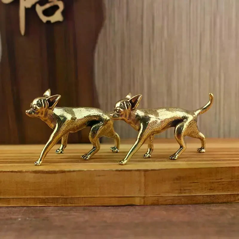 Animal Brass Ornaments Hairless Dog Puppy Entrance Coffee Table Decoration Decoration Hairless Dog Animal Desktop Ornaments