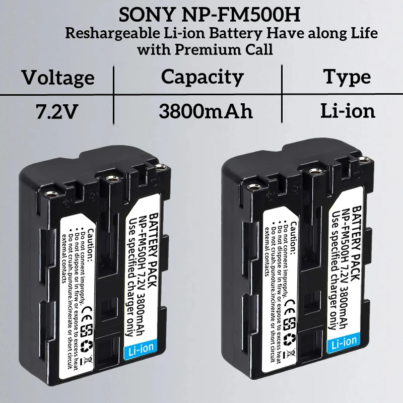 NP-FM500H 1pacote replacementbattery3800mah for sony alpha a57/a58/a65/a68/a77/a99/a100/a200/a300/a500 compatible with original