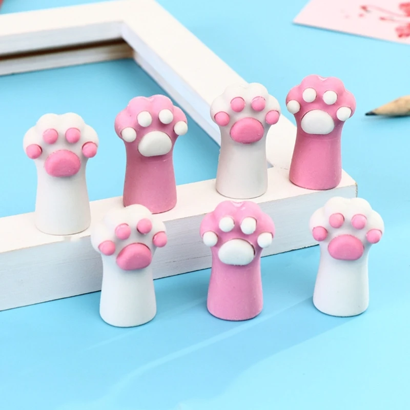 Y1UB 3Pcs/Pack Mini Paw Claw Pencil Rubber Pencil Erasers Writing Drawing Correction Tools Stationery Gift