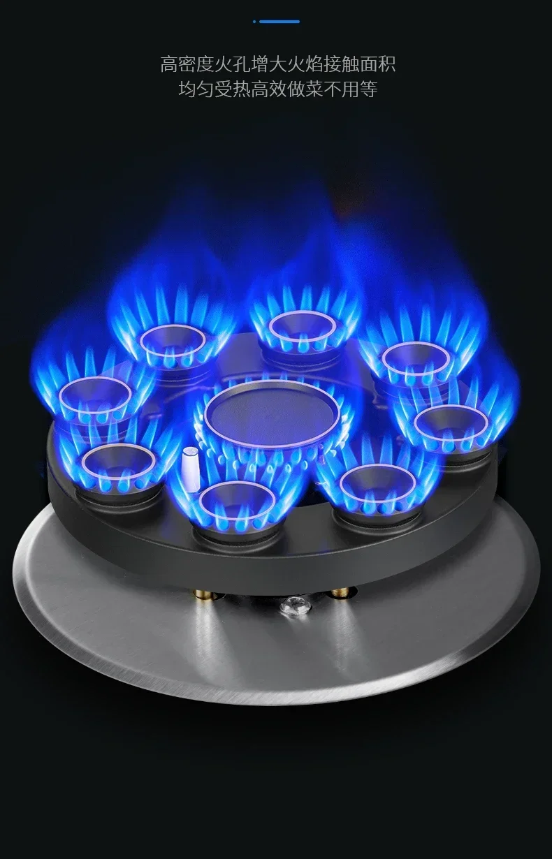 Kompor Gas rumah tangga pembakar ganda, tipe Desktop terpasang, kompatibel dengan Gas alam dan Gas cair, dengan tenaga api yang kuat