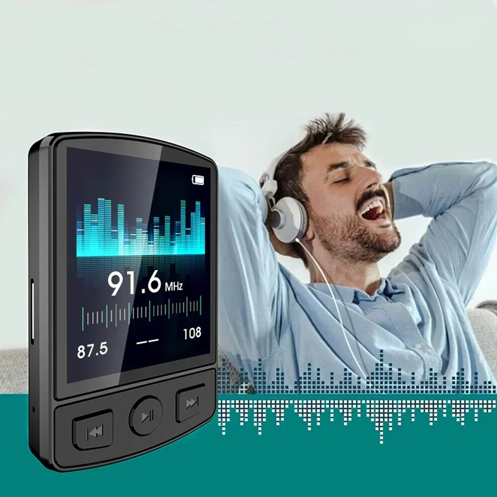 1.8inch MP3 Player Portable Sport Clip Support E-Book/Reading/FM Radio/Clock Mini Walkman HiFi Bluetooth 5.2 MP4 Music Player