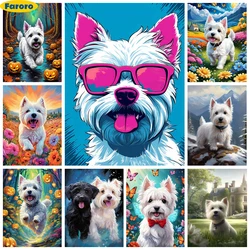 West Highland White Terrier 5D Diamond Painting Scotland Pet Dog Mural Diy Diamond Embroidery Cross Stitch Gift Home Wall Decor