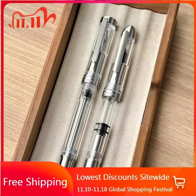 Asvine-V200 P36 Aluminum Alloy Fountain Pen, Bock acrílico, EF, F, M Nib, caligrafia, negócios, material de escritório, papelaria estudante, novo