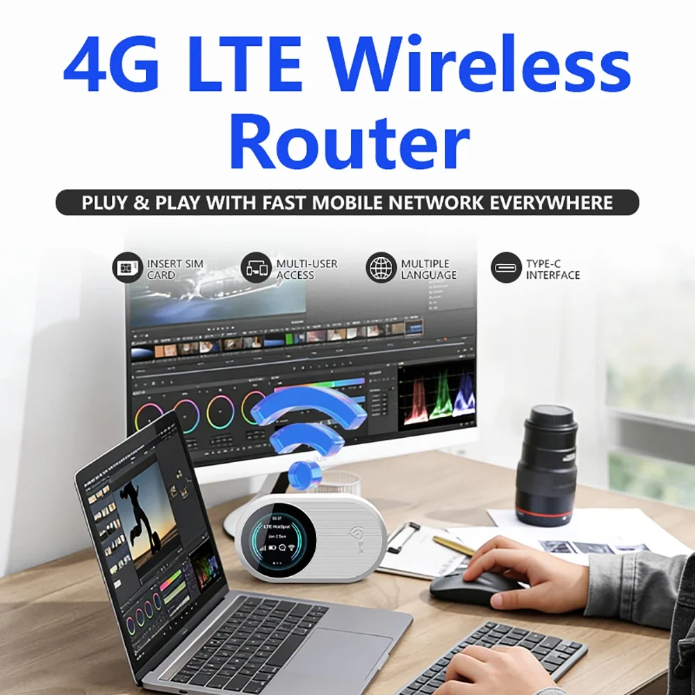 Kebidumei WiFi 6 Mobile Router 2.4G/5GHz Hotspot Portable 4G LTE Router 3000mAh Battery for Outdoor Travel Business RV Car Home