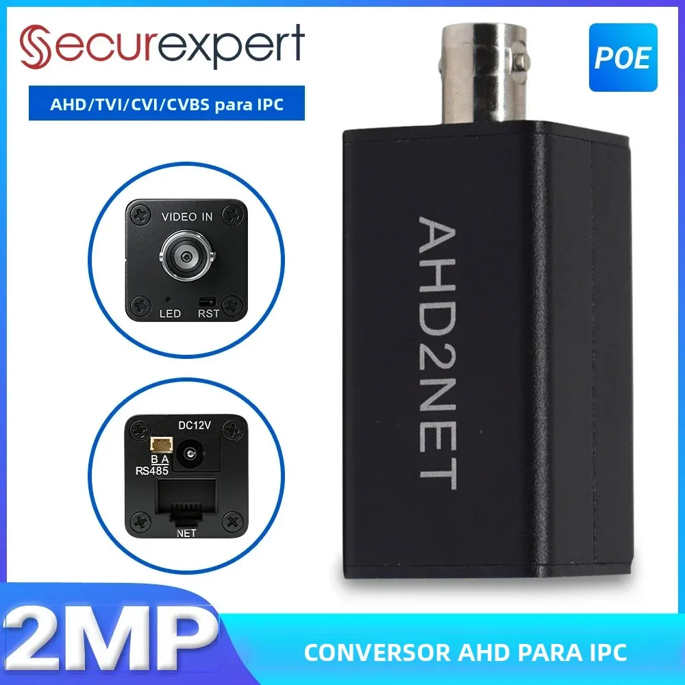 Conversor Analógico para IP Securexpert AHD TVI CVI CVBS 1080P ONVIF RTSP RJ45 POE, Codificador de Vídeo para Sistema de Vigilância CCTV NVR
