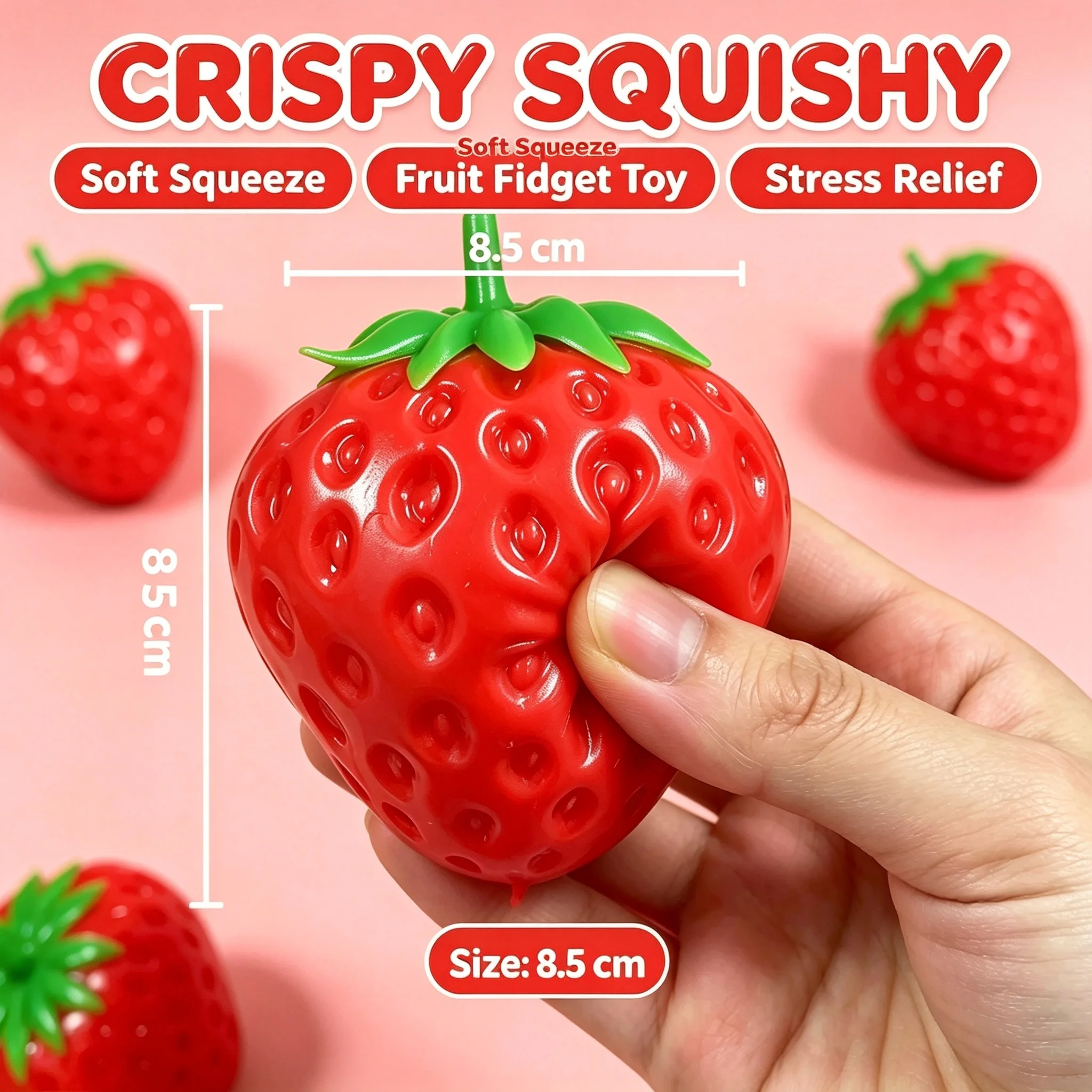 Crisp Strawberry Squishy Toy Building Block Filled ASMR Squeeze Toy Simulation Fruit Model Stress Relief Fidget Toy Desktop