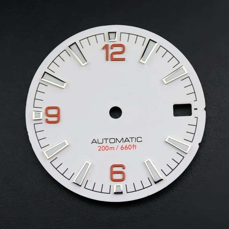 Quality Sea 600m Style Watch Dial With C3 Bgw9 Green Blue Luminous For Nh35 Nh36 Mechanical Movement Skx007 Case 28.5mm Dial