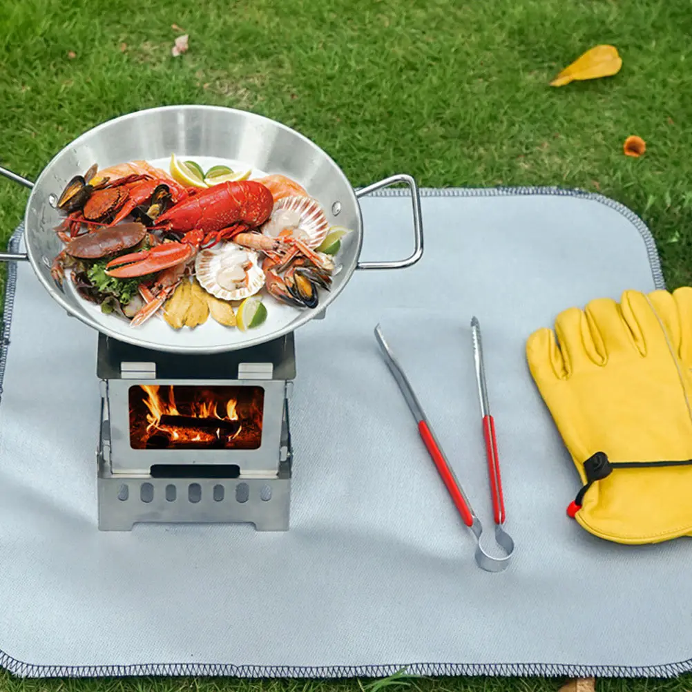 

1pc Stainless Steel Non-Stick Binaural Frying Pan For Camping Kitchen Gadgets Household Use Uncoated Even Heating Flat