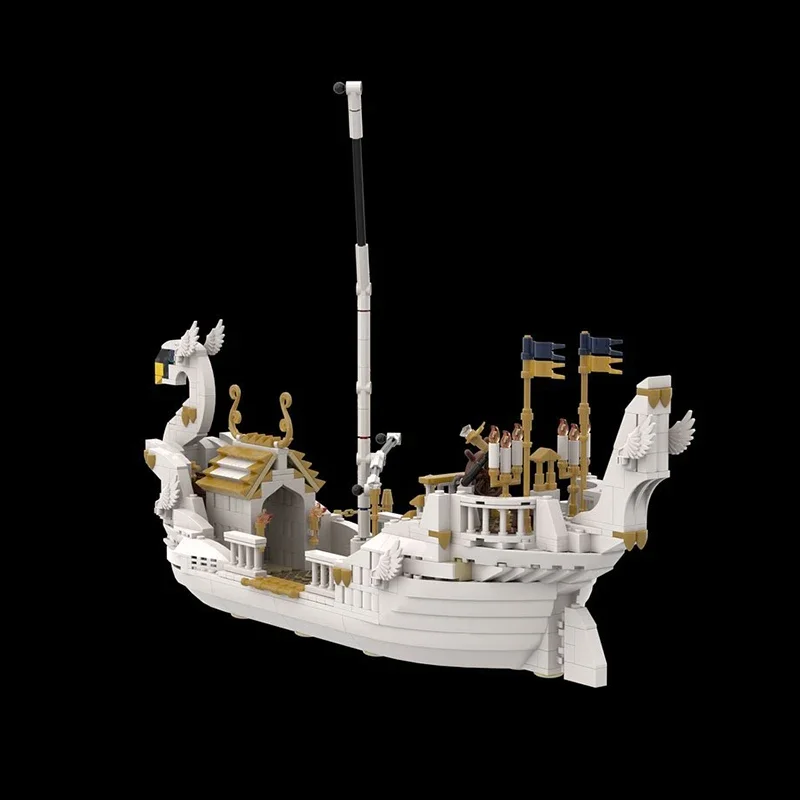 Bloques de construcción Moc con escena de película para niños, juguetes de bloques de construcción, modelo de barco Cisne, ensamblaje DIY, vista de la calle, regalos mágicos