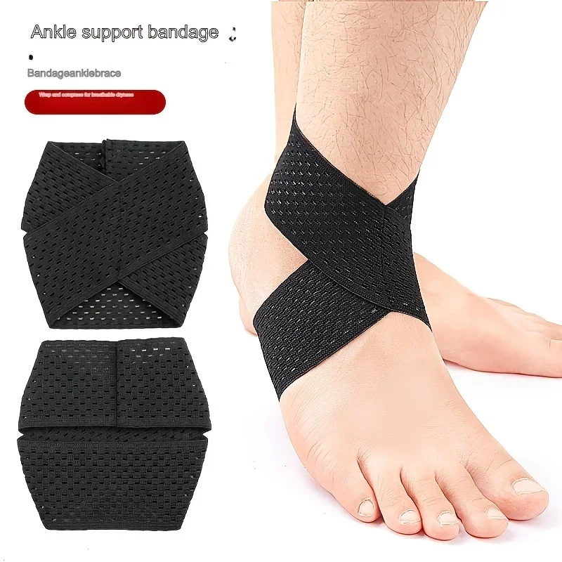 High Elastic Ankle Support Band - 1 Pair, Lightweight And Comfortable, Black Polyester Blend Suitable For Outdoor Leisure