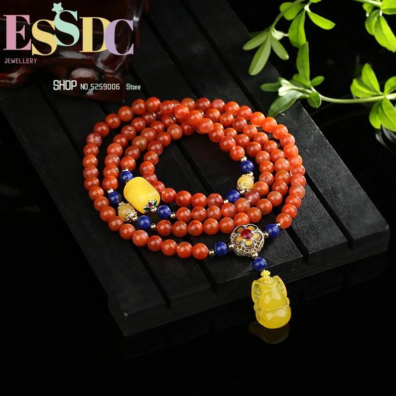 Carnelian Bracelet Onyx Round Beads Red New Natural Female Rosary  Who 108 Persimmon South