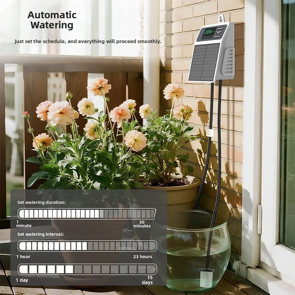 Controlled Drip Irrigation System for Garden Greenhouse with for Solar Power for source and 1 15 Day Interval Programming