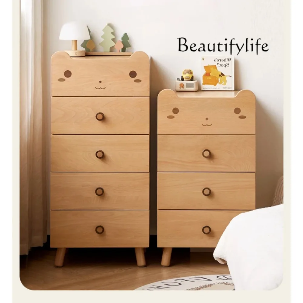 Solid Wood Chest of Drawers Modern Storage Locker Home European Beech Cartoon Bedroom Chest of Drawer