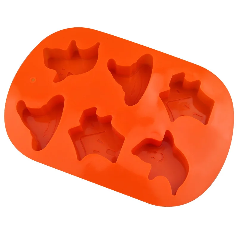 6 قطع من قبعة شبح ساحرة من السيليكون قالب كعك من سلسلة الهالوين قالب شوكولاتة للخبز بنفسك #5