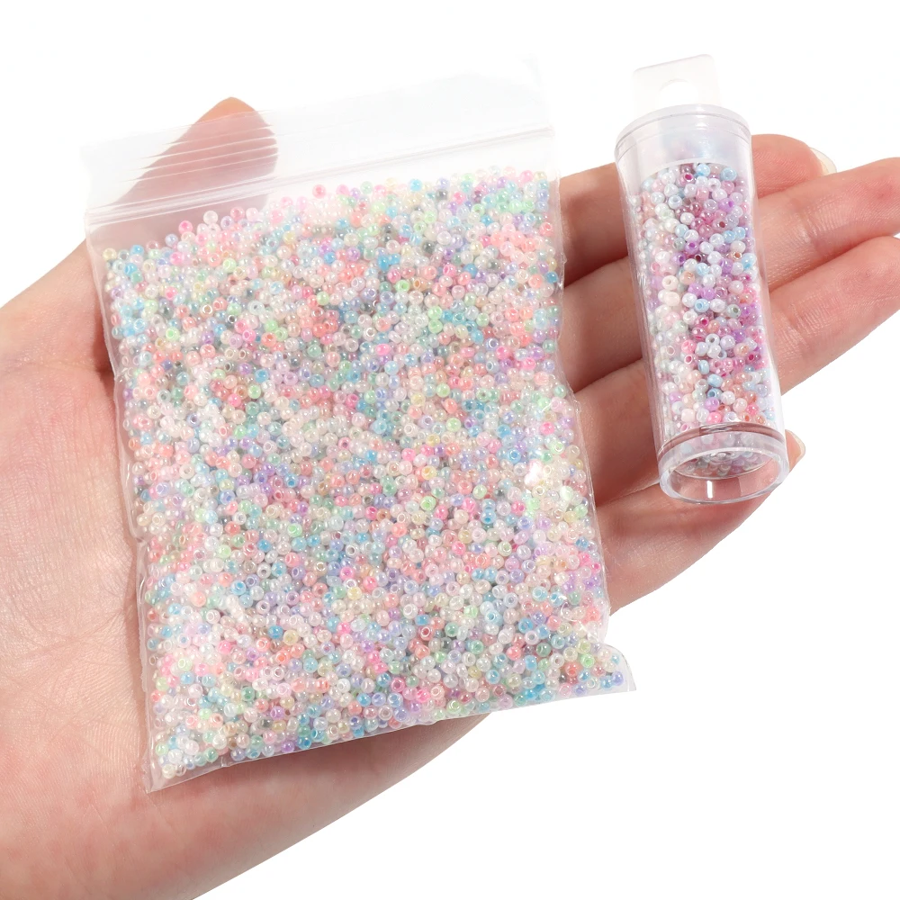 Wholesale 2mm Glass Seed Beads Colored Round Loose Spacer Glass Rice Bead For DIY Handmade Bracelet Necklace Jewelry Accessories