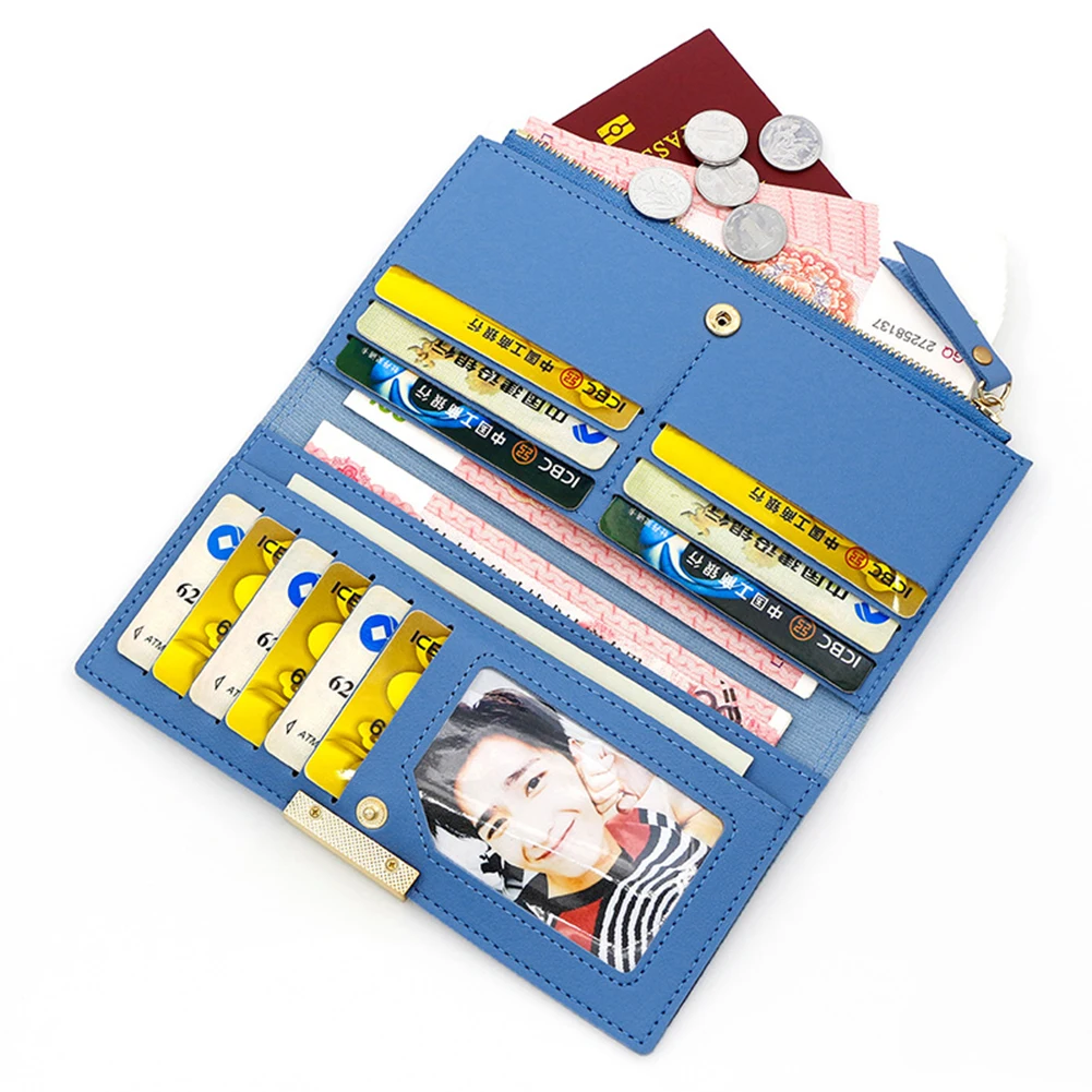 2024 New Women Mini Long PU Leather Wallet Zippered Long Section ID Card Holder For Adults Teens Clutch Purses Money Phone Bag